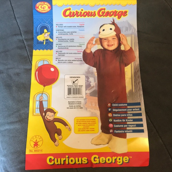 “Rubies” Curious George Costume..Size 0-6Mos - Picture 1 of 8